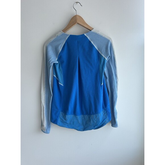 Lululemon Women’s Fleece Shirt Size 4 Reflective Lace Raglan Running Blue White - Picture 3 of 9